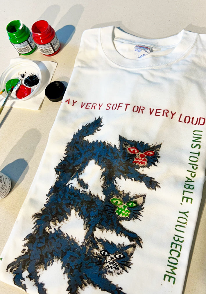 'Play Very Soft Or Very Loud' hand-painted T-shirt